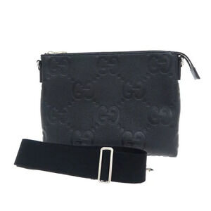 Gucci Jumbo GG shoulder bag embossed monogram Black